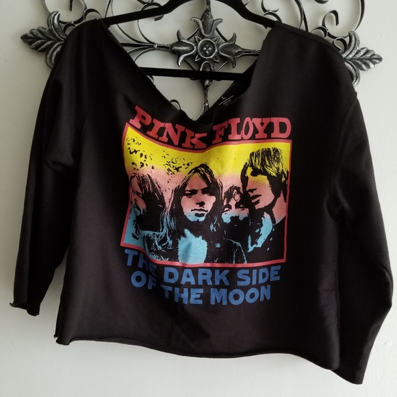Pink Floyd Black Off The Shoulder Sweatshirt - Picture 2 of 6